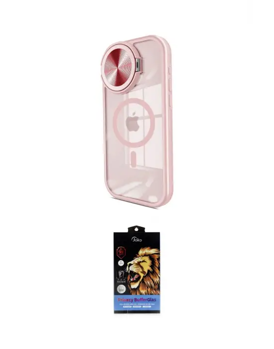 ieg™ iPhone 15 Pro Kılıf Kıvılcım Modern Koleksiyonu - Siyah Buffer Hayalet Cam Ekran Koruyucu