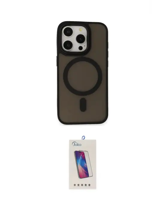 ieg™ iPhone 15 Pro Kılıf Kutup Serisi - Siyah Joko 5D Cam