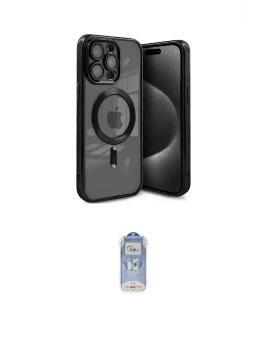 ieg™ iPhone 15 Pro Kılıf Nova Işık Özel Seri - Siyah Joko Magic 5D Cam