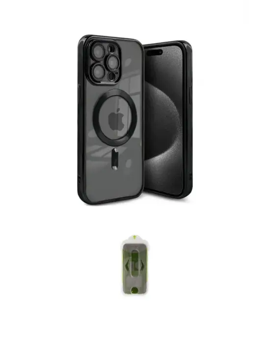 ieg™ iPhone 15 Pro Kılıf Nova Işık Özel Seri - Siyah Joko Magic 5D Hayalet Cam