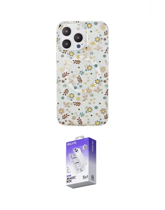 ieg™ iPhone 15 Pro Kılıf Pusula Form - Siyah Bilvis 5in1 3D Magic Cam Ekran Koruyucu