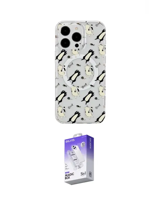 ieg™ iPhone 15 Pro Kılıf Pusula Form - Siyah Bilvis 5in1 3D Magic Cam Ekran Koruyucu
