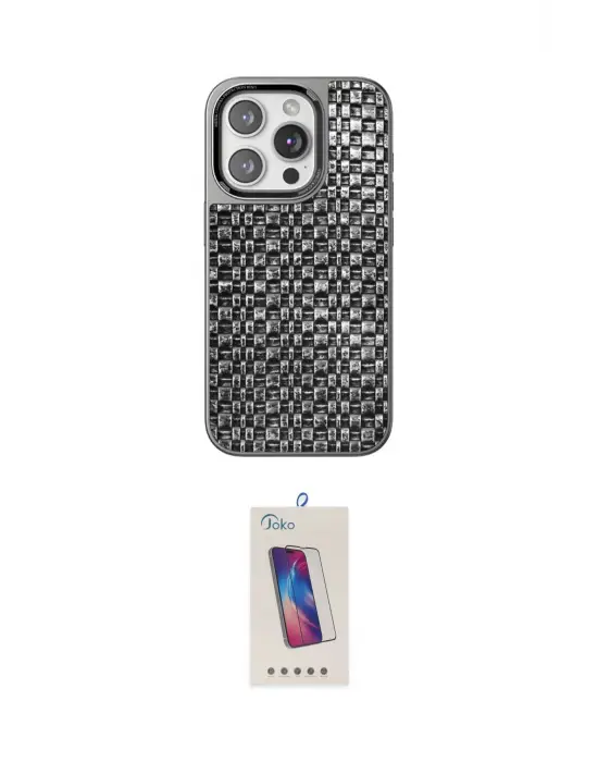 ieg™ iPhone 15 Pro Kılıf Siluet Form Serisi - Siyah Joko 5D Cam