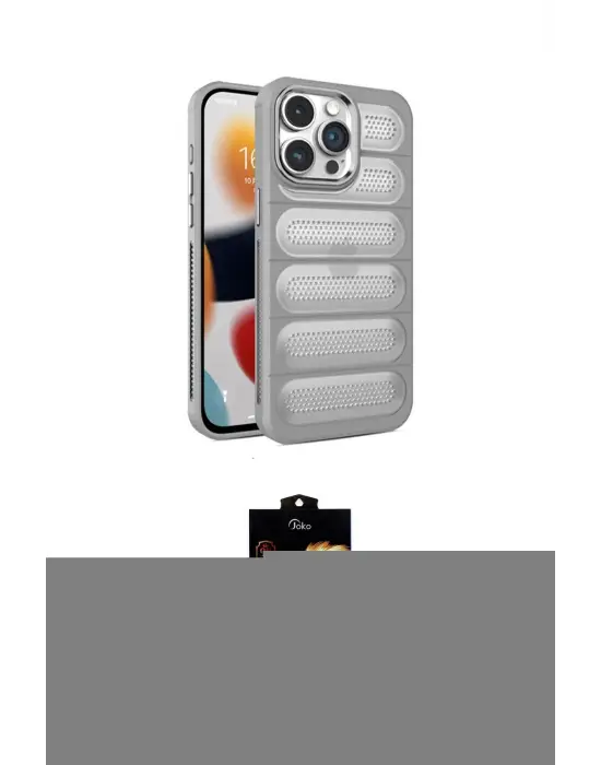 ieg™ iPhone 15 Pro Kılıf Yadigar Doku Özel Seri - Siyah Buffer Hayalet Cam Ekran Koruyucu