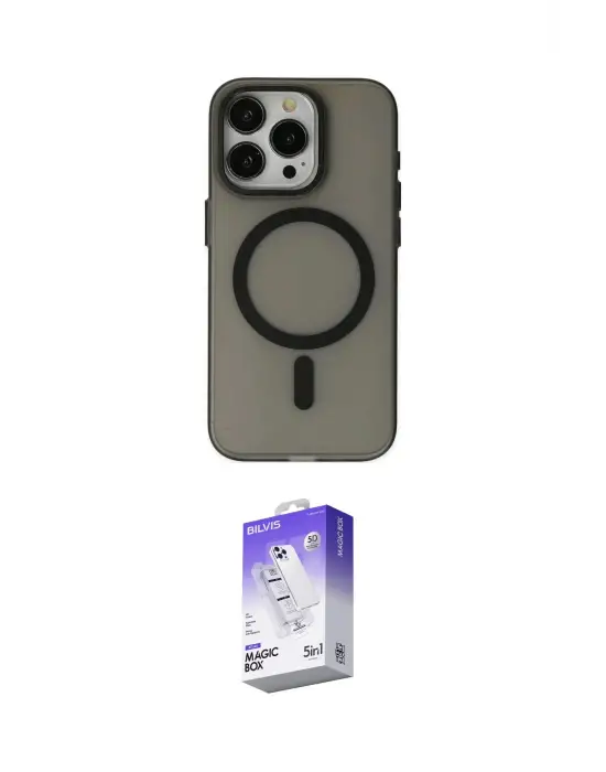ieg™ iPhone 15 Pro Kılıf Yadigar Işık - Siyah Bilvis 5in1 3D Magic Cam Ekran Koruyucu