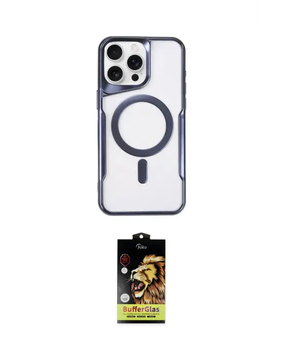 ieg™ iPhone 15 Pro Kılıf Yadigar Klasik Özel Seri - Siyah Buffer Cam Ekran Koruyucu