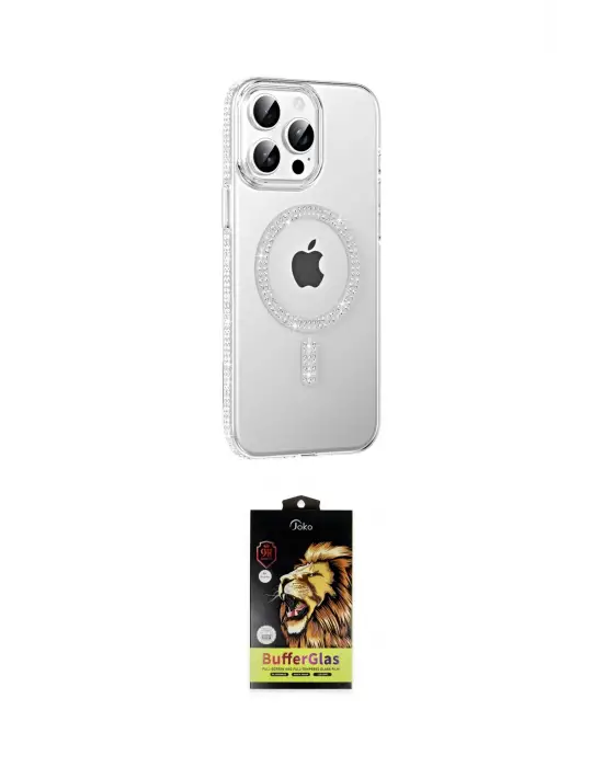ieg™ iPhone 15 Pro Kılıf Yörünge Koleksiyonu - Siyah Buffer Cam Ekran Koruyucu