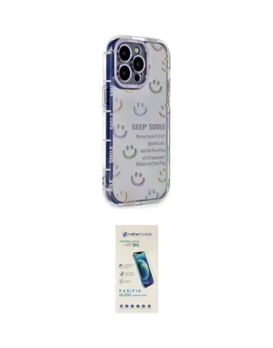 ieg™ iPhone 15 Pro Max Kılıf Ahenk Modern Serisi - Şeffaf Pasifik Cam Ekran Koruyucu