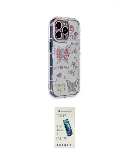 ieg™ iPhone 15 Pro Max Kılıf Ahenk Modern Serisi - Şeffaf Pasifik Cam Ekran Koruyucu