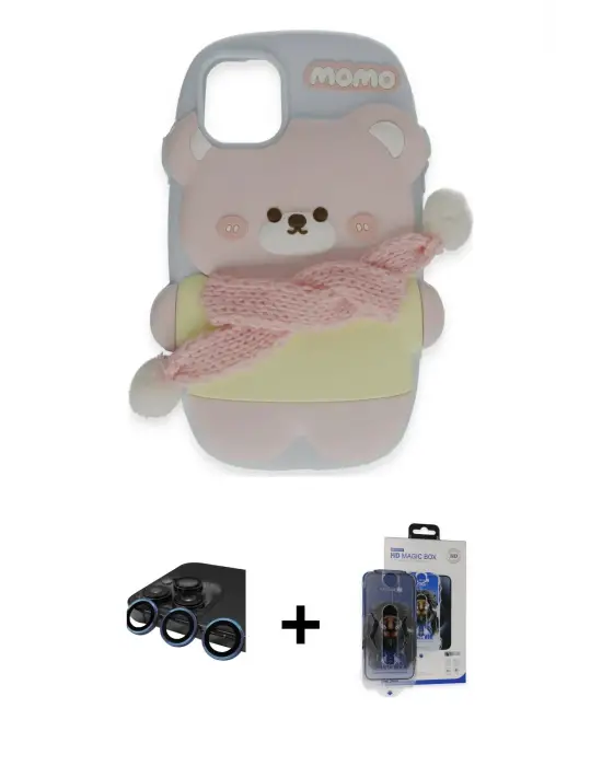 ieg™ iPhone 15 Pro Max Kılıf Akış Yansıma - Siyah Vanessa Magic Cam + Raze Metal Kamera Lens - LT