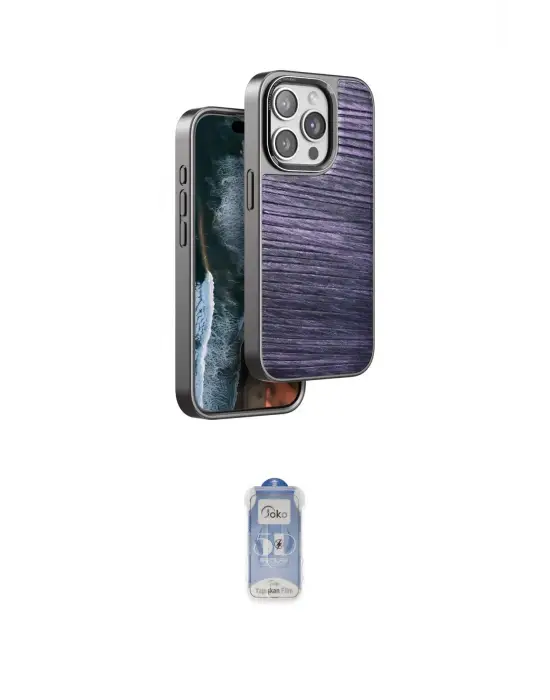 ieg™ iPhone 15 Pro Max Kılıf Atlas Minimal Özel Seri - Siyah Joko Magic 5D Cam