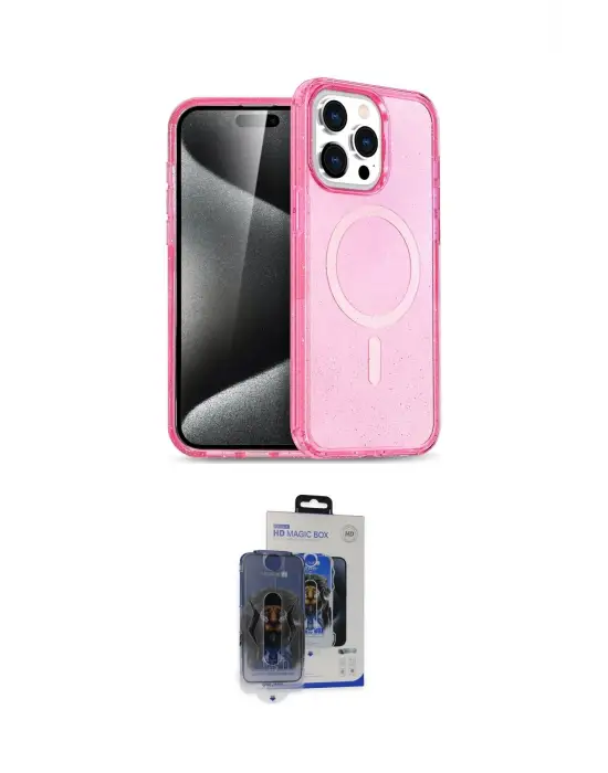 ieg™ iPhone 15 Pro Max Kılıf Eksen Doku Koleksiyonu - Siyah Vanessa Magic Cam