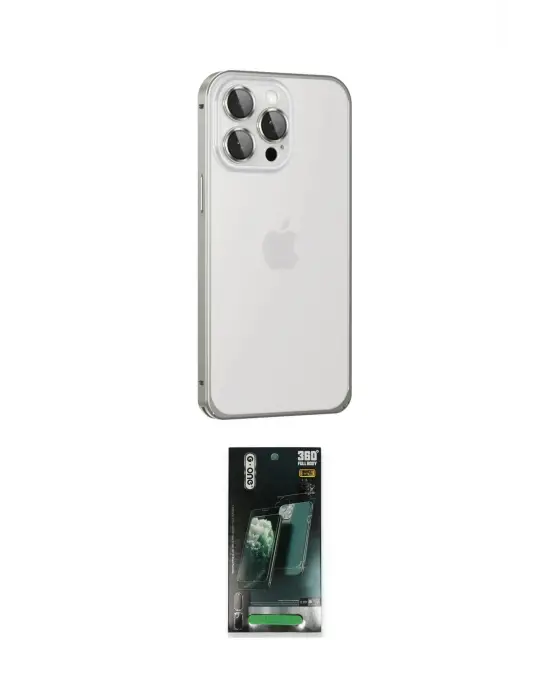 ieg™ iPhone 15 Pro Max Kılıf Eksen Form Serisi - Şeffaf 360 Full Body Arka Koruyucu