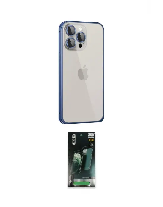 ieg™ iPhone 15 Pro Max Kılıf Eksen Form Serisi - Şeffaf 360 Full Body Arka Koruyucu