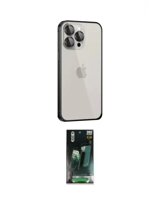 ieg™ iPhone 15 Pro Max Kılıf Eksen Form Serisi - Şeffaf 360 Full Body Arka Koruyucu