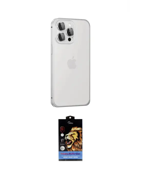 ieg™ iPhone 15 Pro Max Kılıf Eksen Form Serisi - Siyah Buffer Hayalet Cam Ekran Koruyucu
