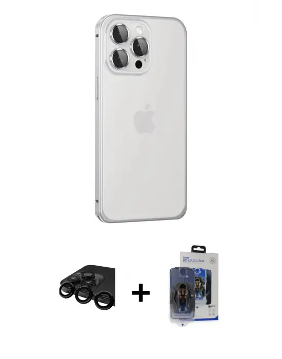 ieg™ iPhone 15 Pro Max Kılıf Eksen Form Serisi - Siyah Vanessa Magic Cam + Raze Metal Kamera Lens - SH