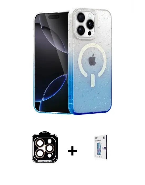ieg™ iPhone 15 Pro Max Kılıf Eksen Minimal Özel Seri - Siyah Bilvis 0.18mm Plus Cam Ekran Koruyucu + PVD Metal Kamera Lens - TU