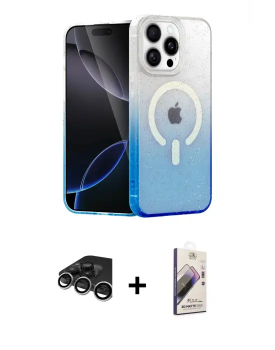 ieg™ iPhone 15 Pro Max Kılıf Eksen Minimal Özel Seri - Siyah Bilvis 3D Mat Cam Ekran Koruyucu + Raze Metal Kamera Lens - GS