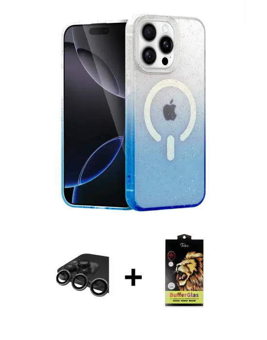ieg™ iPhone 15 Pro Max Kılıf Eksen Minimal Özel Seri - Siyah Buffer Cam Ekran Koruyucu + Raze Metal Kamera Lens - TMGI