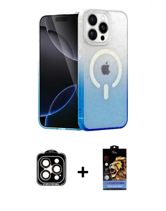 ieg™ iPhone 15 Pro Max Kılıf Eksen Minimal Özel Seri - Siyah Buffer Hayalet Cam Ekran Koruyucu + PVD Metal Kamera Lens - TU