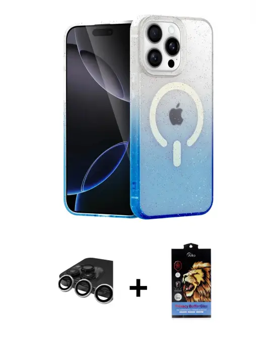 ieg™ iPhone 15 Pro Max Kılıf Eksen Minimal Özel Seri - Siyah Buffer Hayalet Cam Ekran Koruyucu + Raze Metal Kamera Lens - GS