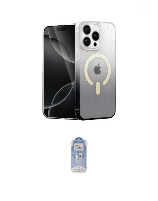 ieg™ iPhone 15 Pro Max Kılıf Eksen Minimal Özel Seri - Siyah Joko Magic 5D Cam