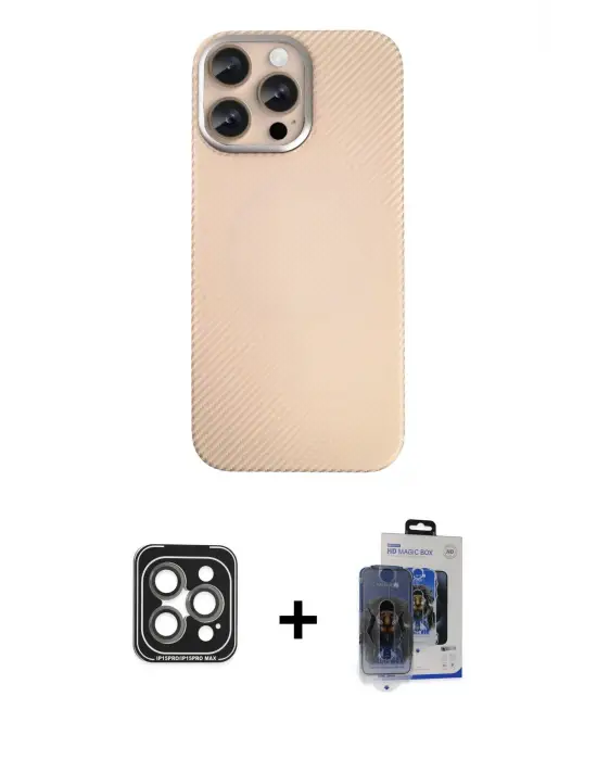 ieg™ iPhone 15 Pro Max Kılıf Eksen Prime - Siyah Vanessa Magic Cam + PVD Metal Kamera Lens - GI