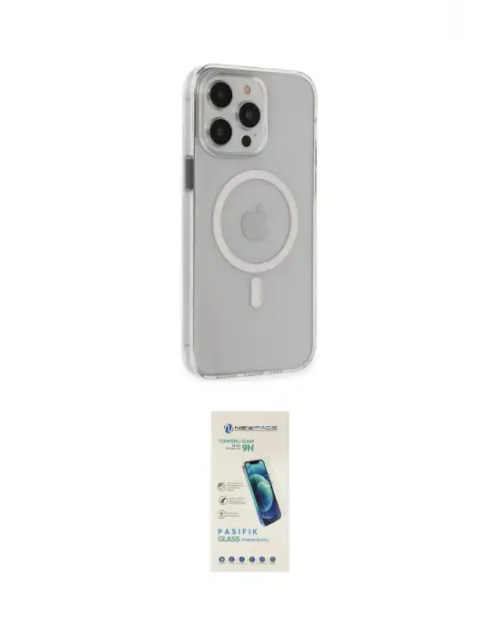 ieg™ iPhone 15 Pro Max Kılıf Kıvılcım Asil Özel Seri - Şeffaf Pasifik Cam Ekran Koruyucu