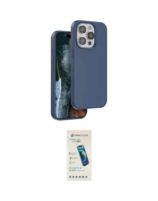 ieg™ iPhone 15 Pro Max Kılıf Kıvılcım Çizgi Serisi - Şeffaf Pasifik Cam Ekran Koruyucu