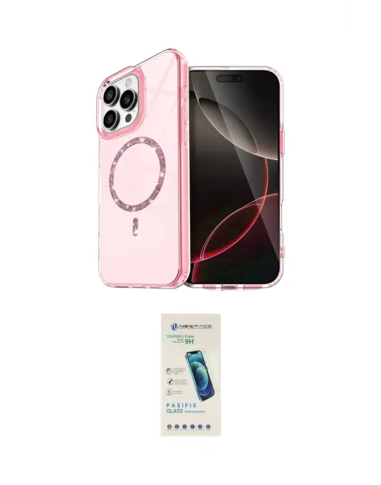 ieg™ iPhone 15 Pro Max Kılıf Kıvılcım Form Prime - Şeffaf Pasifik Cam Ekran Koruyucu