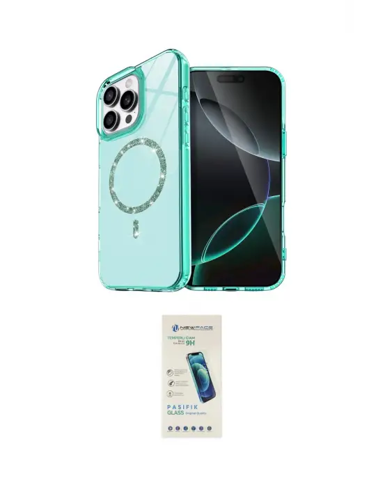 ieg™ iPhone 15 Pro Max Kılıf Kıvılcım Form Prime - Şeffaf Pasifik Cam Ekran Koruyucu