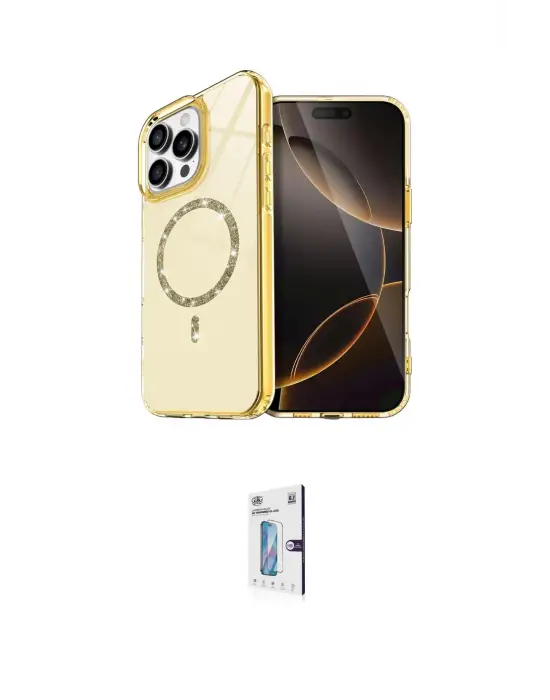 ieg™ iPhone 15 Pro Max Kılıf Kıvılcım Form Prime - Siyah Bilvis 0.18mm Plus Cam Ekran Koruyucu