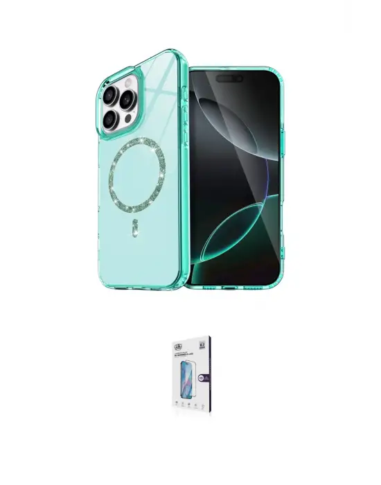 ieg™ iPhone 15 Pro Max Kılıf Kıvılcım Form Prime - Siyah Bilvis 0.18mm Plus Cam Ekran Koruyucu