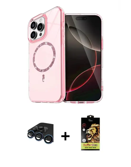 ieg™ iPhone 15 Pro Max Kılıf Kıvılcım Form Prime - Siyah Buffer Cam Ekran Koruyucu + Raze Metal Kamera Lens - LT