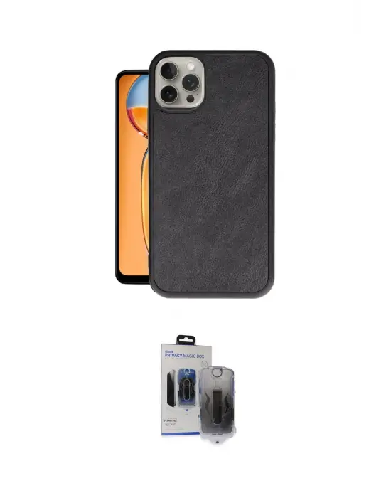 ieg™ iPhone 15 Pro Max Kılıf Kıvılcım Işık Serisi - Siyah Vanessa Magic Hayalet Cam