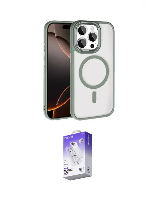 ieg™ iPhone 15 Pro Max Kılıf Kıvılcım Prime - Siyah Bilvis 5in1 3D Magic Cam Ekran Koruyucu
