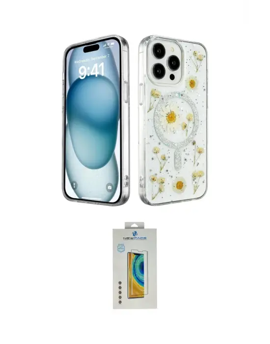 ieg™ iPhone 15 Pro Max Kılıf Kozmos Doku - Siyah Polymer Nano Ekran Koruyucu