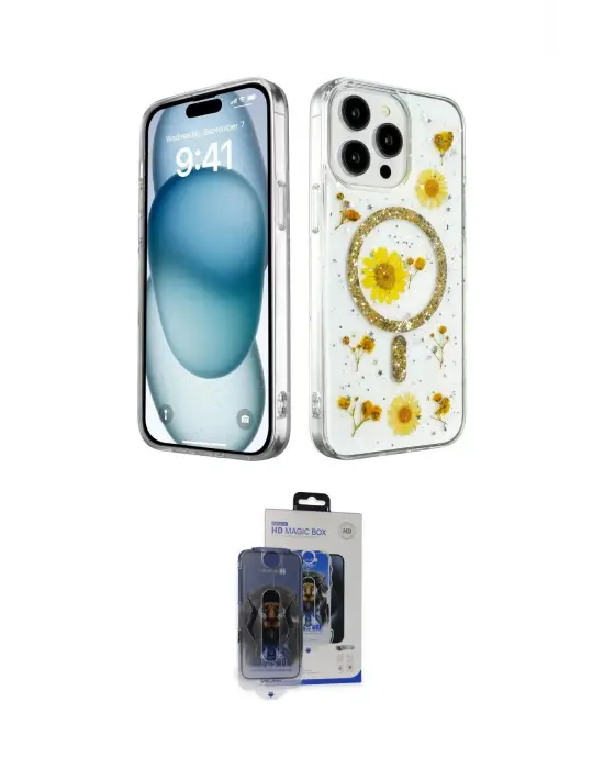 ieg™ iPhone 15 Pro Max Kılıf Kozmos Doku - Siyah Vanessa Magic Cam
