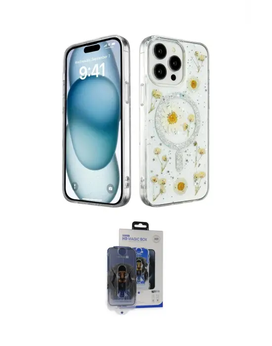 ieg™ iPhone 15 Pro Max Kılıf Kozmos Doku - Siyah Vanessa Magic Cam