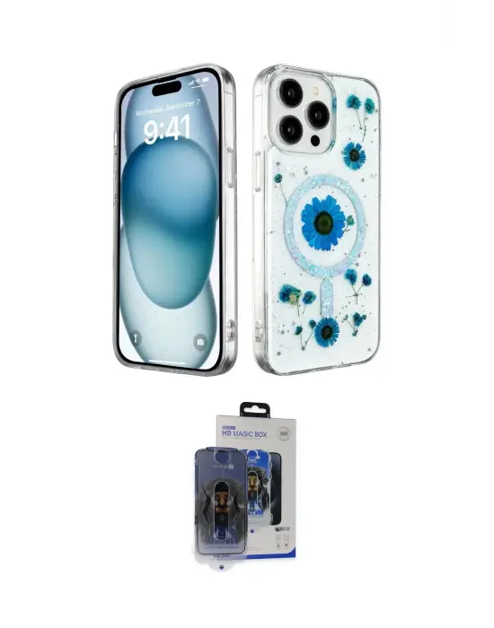 ieg™ iPhone 15 Pro Max Kılıf Kozmos Doku - Siyah Vanessa Magic Cam