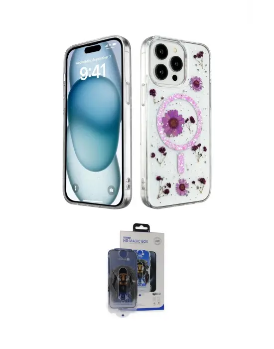 ieg™ iPhone 15 Pro Max Kılıf Kozmos Doku - Siyah Vanessa Magic Cam