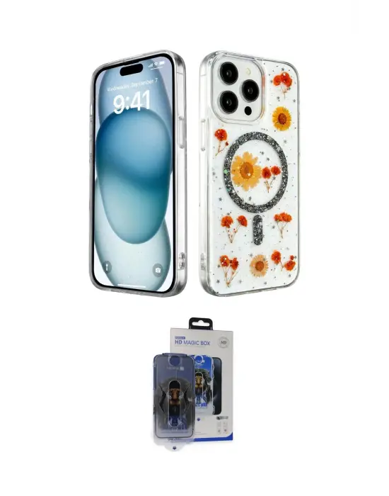 ieg™ iPhone 15 Pro Max Kılıf Kozmos Doku - Siyah Vanessa Magic Cam