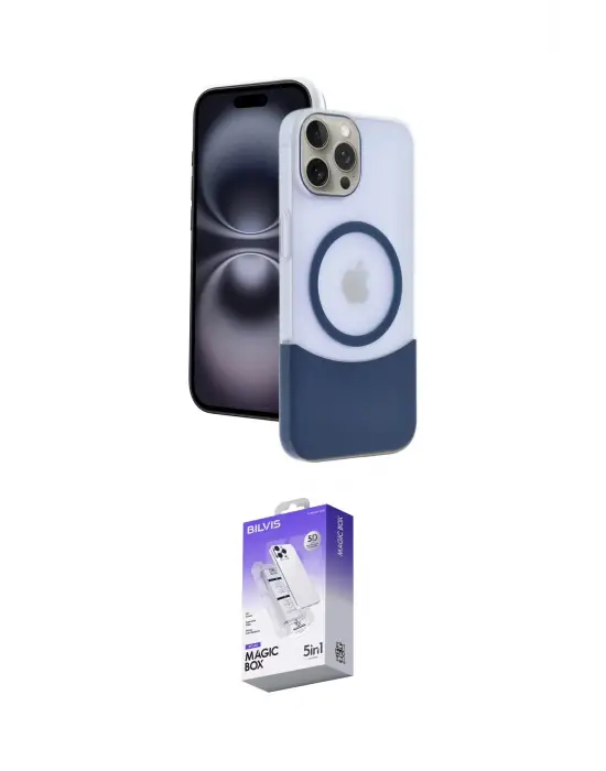 ieg™ iPhone 15 Pro Max Kılıf Kozmos Form Özel Seri - Siyah Bilvis 5in1 3D Magic Cam Ekran Koruyucu