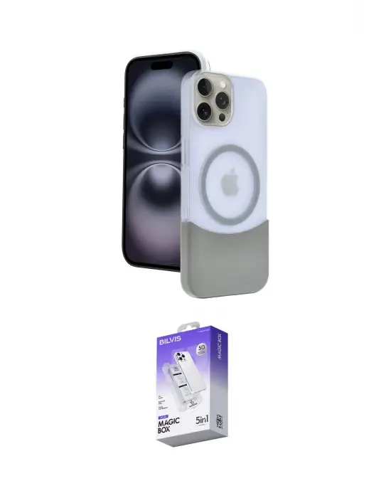 ieg™ iPhone 15 Pro Max Kılıf Kozmos Form Özel Seri - Siyah Bilvis 5in1 3D Magic Cam Ekran Koruyucu