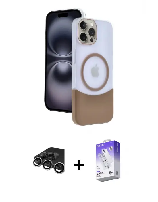 ieg™ iPhone 15 Pro Max Kılıf Kozmos Form Özel Seri - Siyah Bilvis 5in1 3D Magic Cam Ekran Koruyucu + Raze Metal Kamera Lens - GS