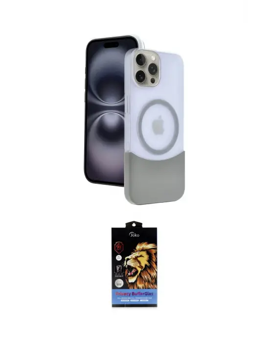 ieg™ iPhone 15 Pro Max Kılıf Kozmos Form Özel Seri - Siyah Buffer Hayalet Cam Ekran Koruyucu