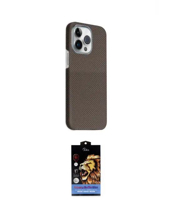 ieg™ iPhone 15 Pro Max Kılıf Kozmos Klasik Prime - Siyah Buffer Hayalet Cam Ekran Koruyucu