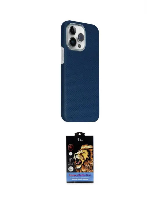 ieg™ iPhone 15 Pro Max Kılıf Kozmos Klasik Prime - Siyah Buffer Hayalet Cam Ekran Koruyucu
