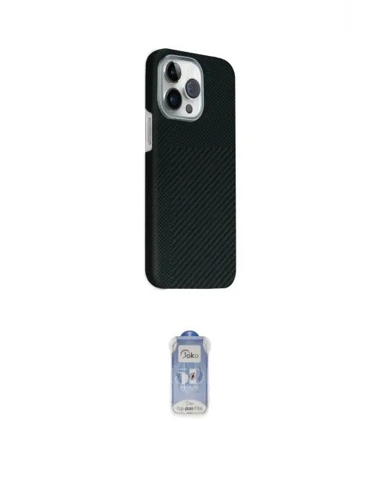 ieg™ iPhone 15 Pro Max Kılıf Kozmos Klasik Prime - Siyah Joko Magic 5D Cam
